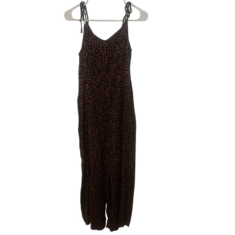 Old Navy Womens Large Cheetah Animal Print Wide Leg Jumpsuit Tie Strap - Picture 3 of 4